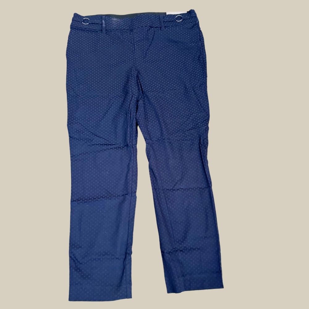Maurices Medium Navy with Navy Small Diamond Pattern Sheen Crop Trouser Pants